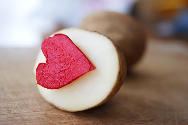 Red Paint {DIY} How to Make a Potato Stamp for Valentine's Day